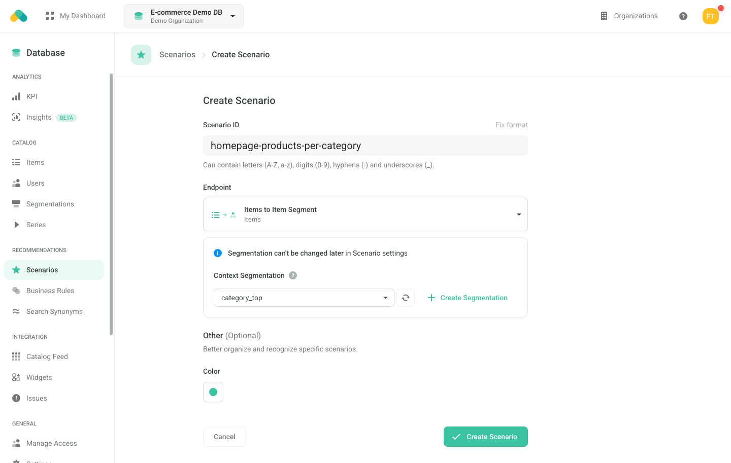 Admin UI - Scenario Setup